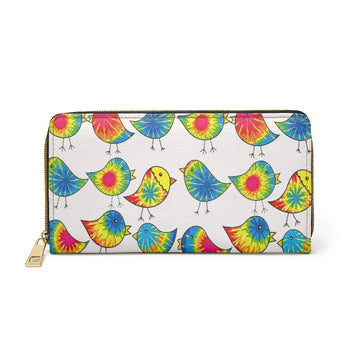 Tie Dye Birdie Print Zipper Wallet Bynelo